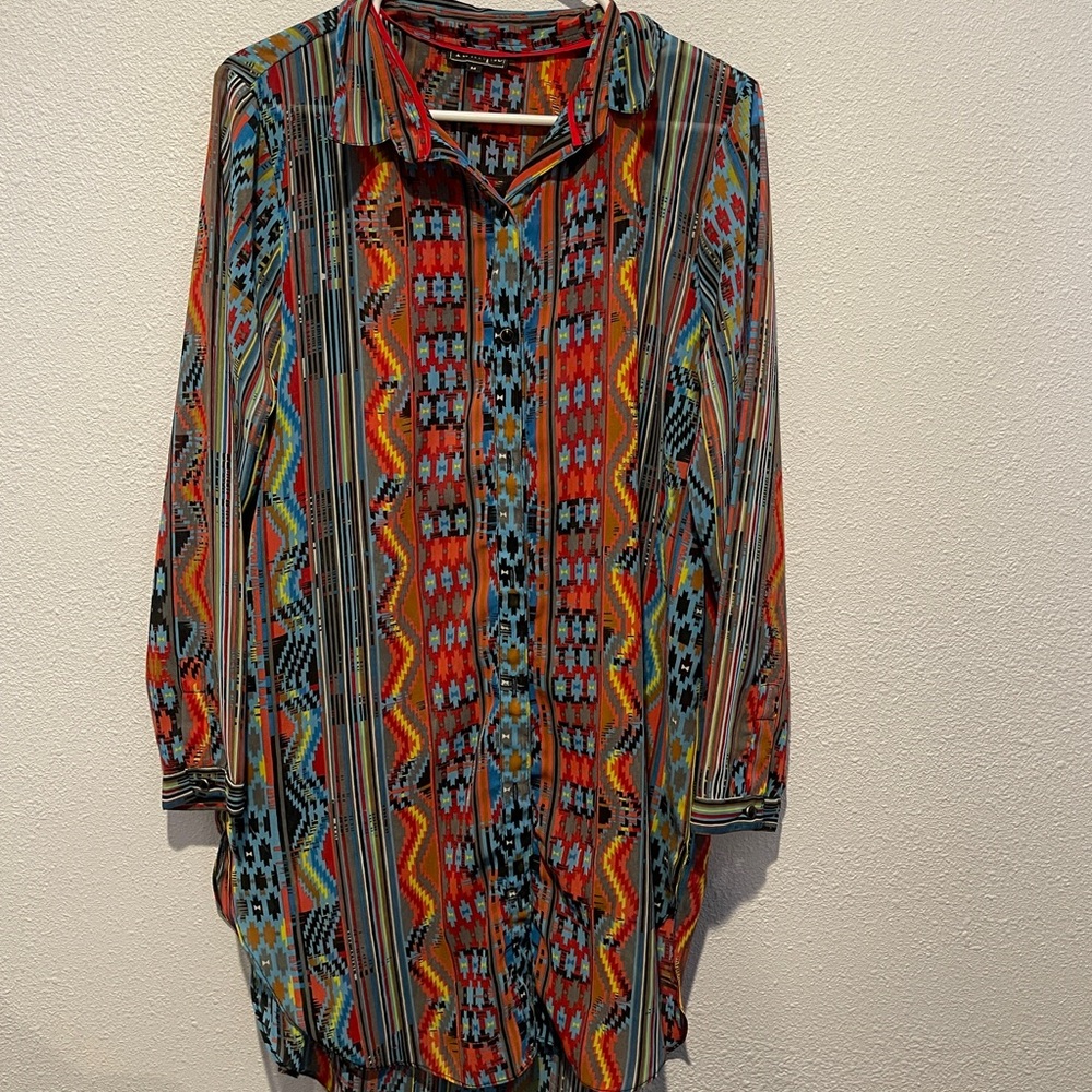 Sheer Aztec Print Top - Picture 1 of 10